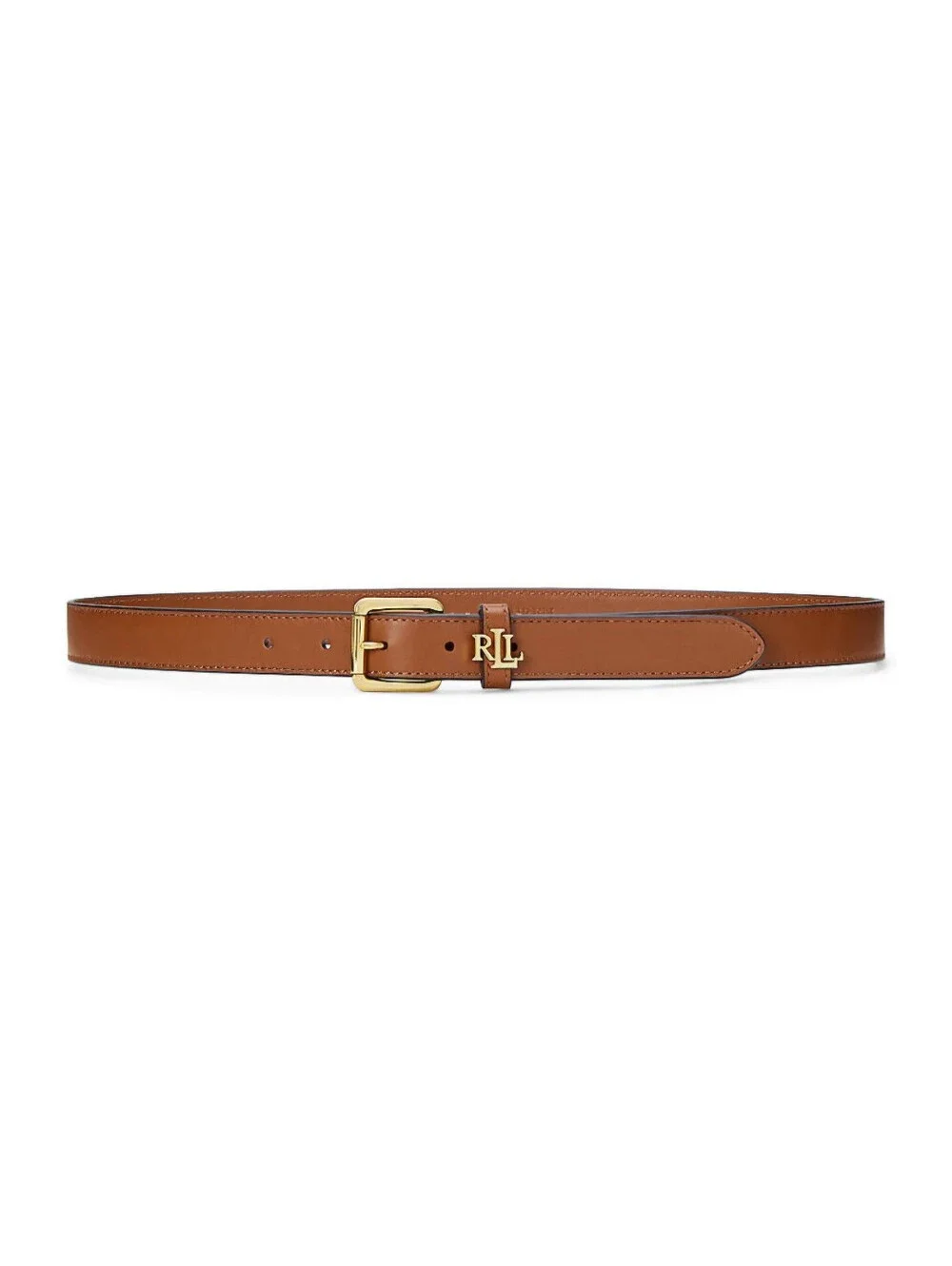 NWT Women's Lauren Ralph Lauren Logo-Keeper Leather Skinny Belt Size M